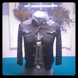Girls, button down sparkly "disco" shirt